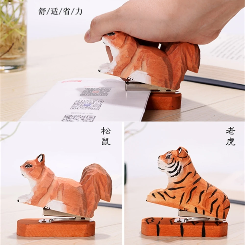 Ручной работы резьба по дереву лес Винтаж животное стандартный степлер белка