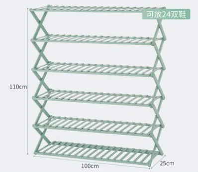 6 Layer L100cm Multi-layer Shoe Rack Shoe Shelf Household Rack Storage Rack Folding Storage Shoe Rack Bamboo - Цвет: 6 Layer L100cm