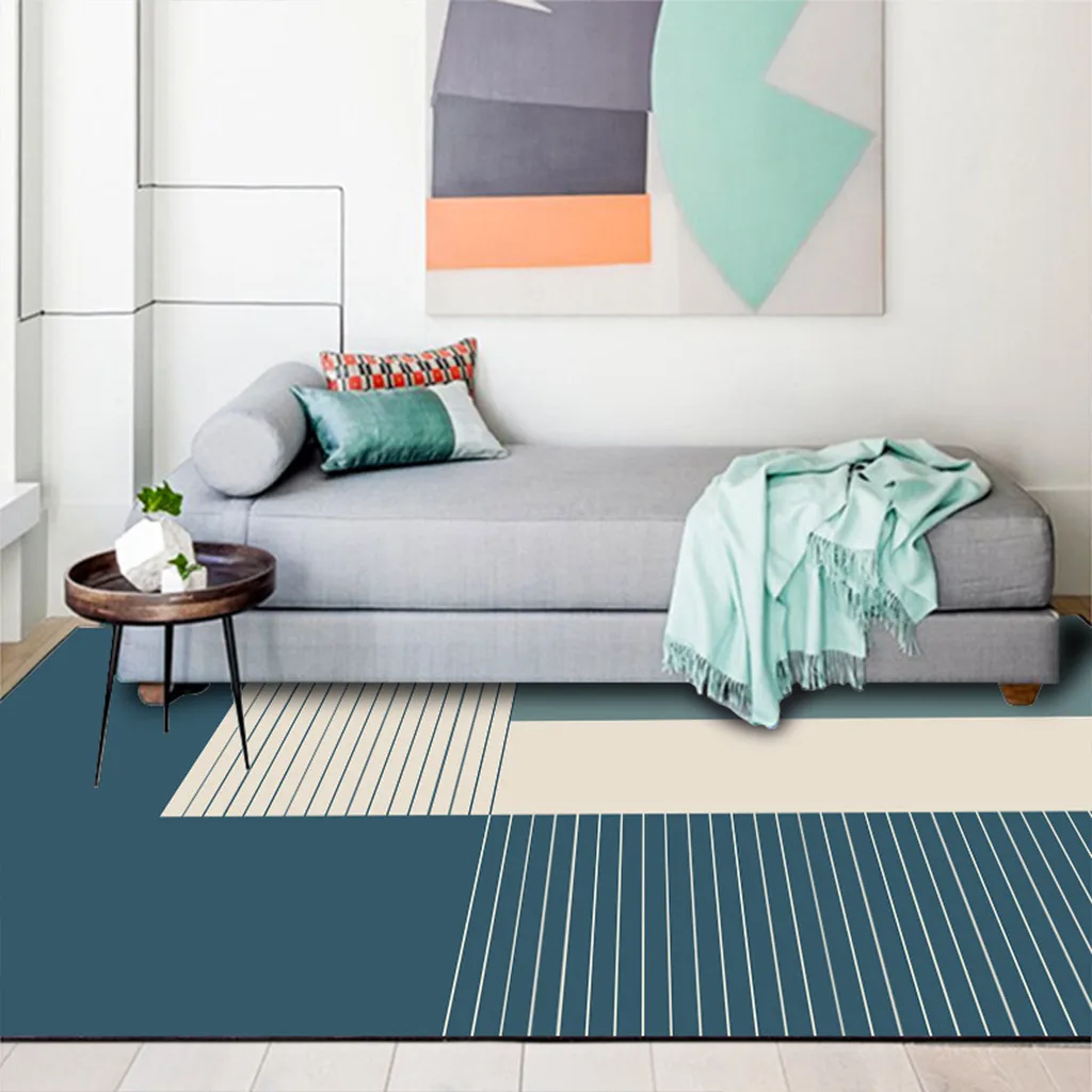 Коврик для гостиной/спальни геометрический темно зеленый синий