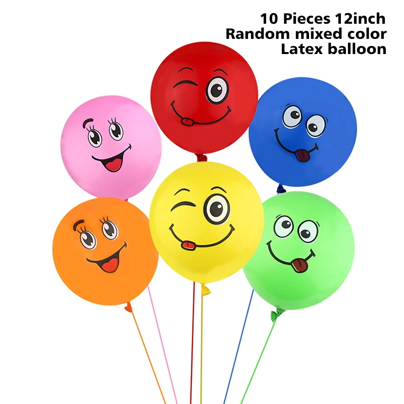 Smiley balloon HUADODO 10 шт. 12 дюймов Агатовые латексные шары воздушный шар надувной шар для дня рождения Свадебные украшения вечерние принадлежности - Цвет: Smiley balloon