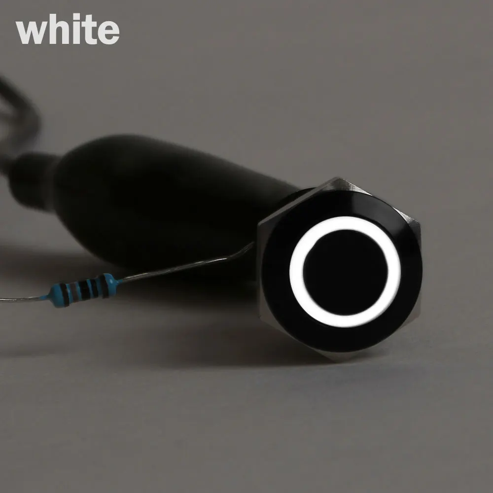 white Черный 12v 4 Pin 12mm светодиодный светильник питания Алюминиевый металлический кнопочный Мгновенный переключатель Водонепроницаемая фиксация переключатель автомобильный аксессуар - Цвет: white