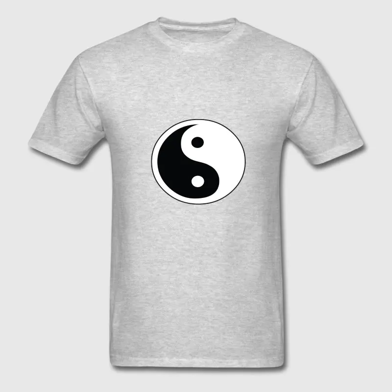 Забавные Повседневное Для мужчин футболка комично Инь Ян Футболка 100% хлопок
