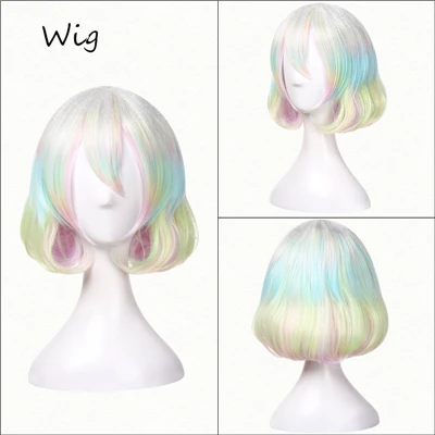Wig Аниме Хаски нет куни алмаз косплей костюм для женщин летние костюмы черный марлевые Униформа топ+ шорты - Цвет: Wig