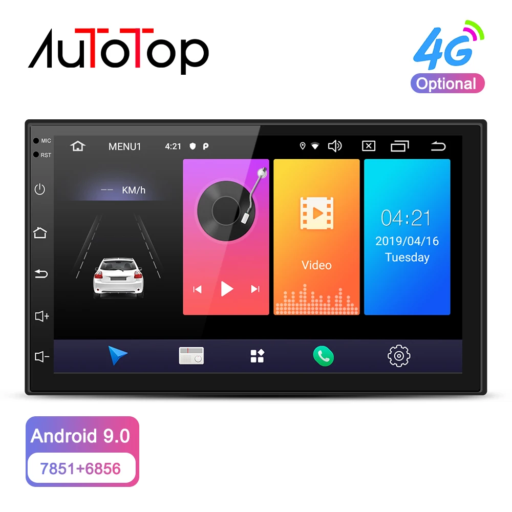 AUTOTOP 2 Din Android 9,0 универсальный автомобильный Радио dvd-плеер для Toyota Nissan Honda hyundai мультимедийная поддержка 4G LTE SIM сеть