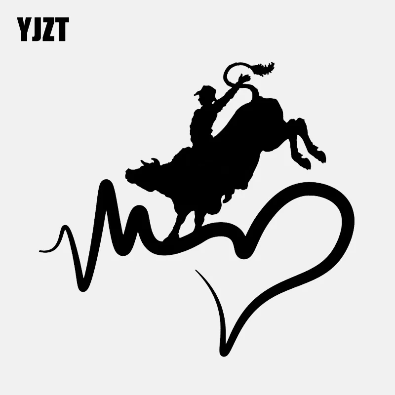 YJZT 13 7 см * 12 8 смешной ковбойский стиль сердцебиение жизни виниловый