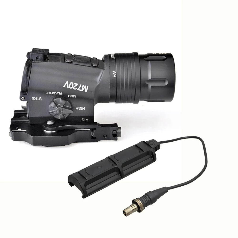 Черный M720V оружие Тактический фонарь стробоскоп режим дистанционный двойной хвост удаленный коммутатор сумка для охотничьего ружья или винтовки пистолет фонарик - Цвет: Черный