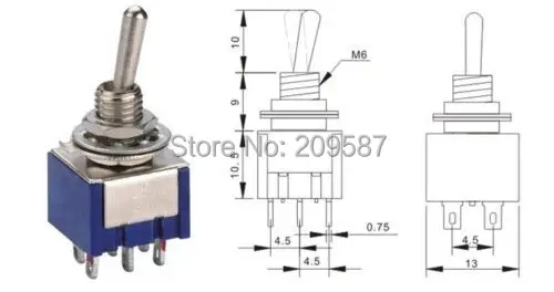 10pcs 6-Pin DPDT ON-ON Toggle Switch 6A 125VAC | Обустройство дома