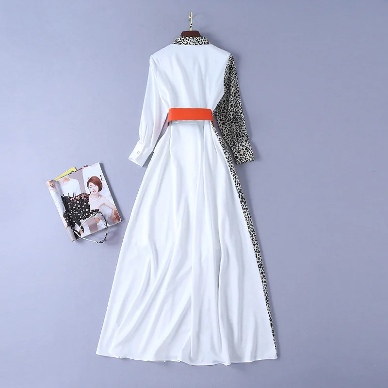 Высокое качество весна и лето 2019 новое платье леопардовая расшитая длинная