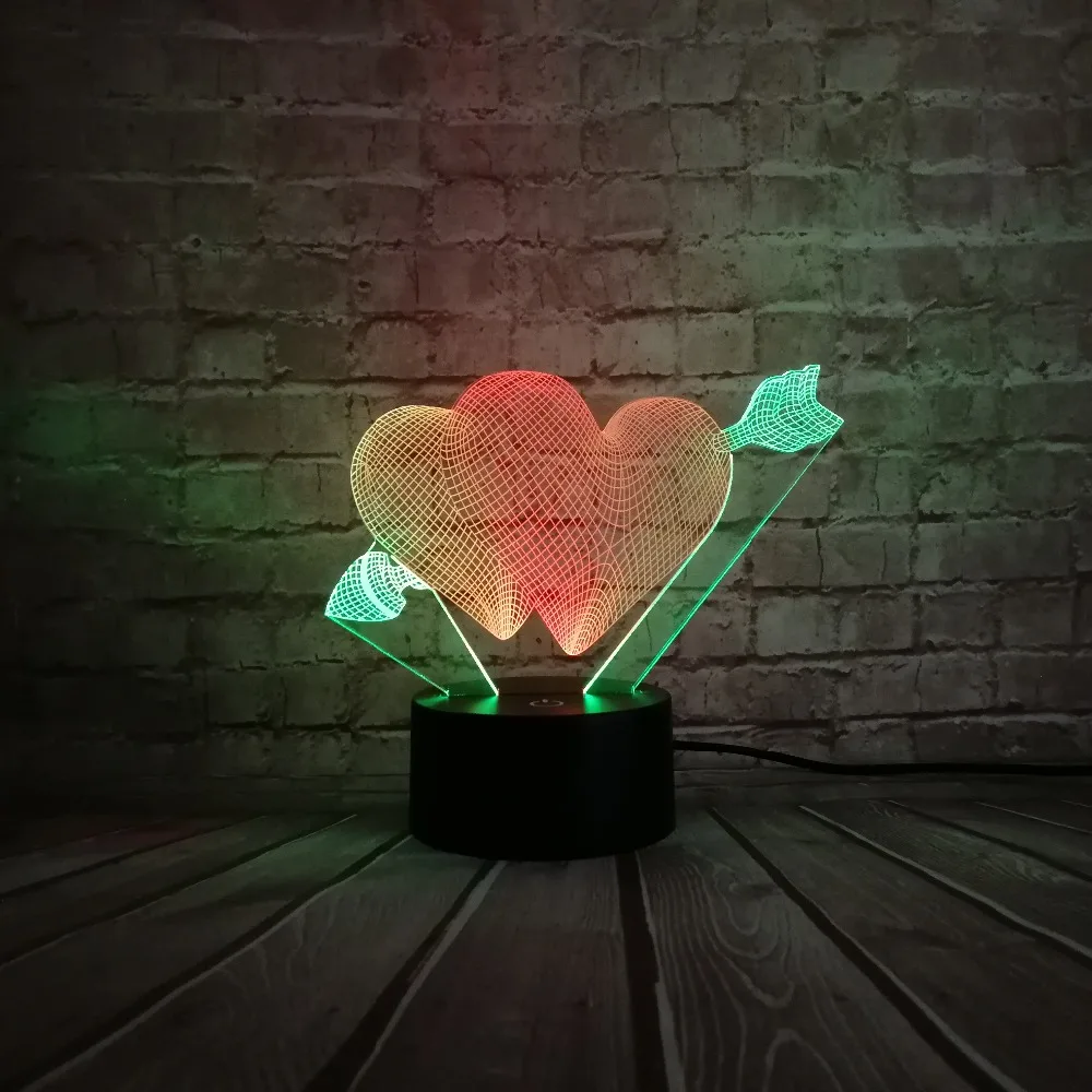 Сюрприз сладкий на День святого Валентина Любовь стрелы 3D настольная Ночная