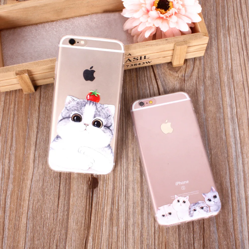 Милые чехлы для телефонов с кошками iphone 6 S 7 8 PLUS P 5 5S SE 6splus забавная кошка животные