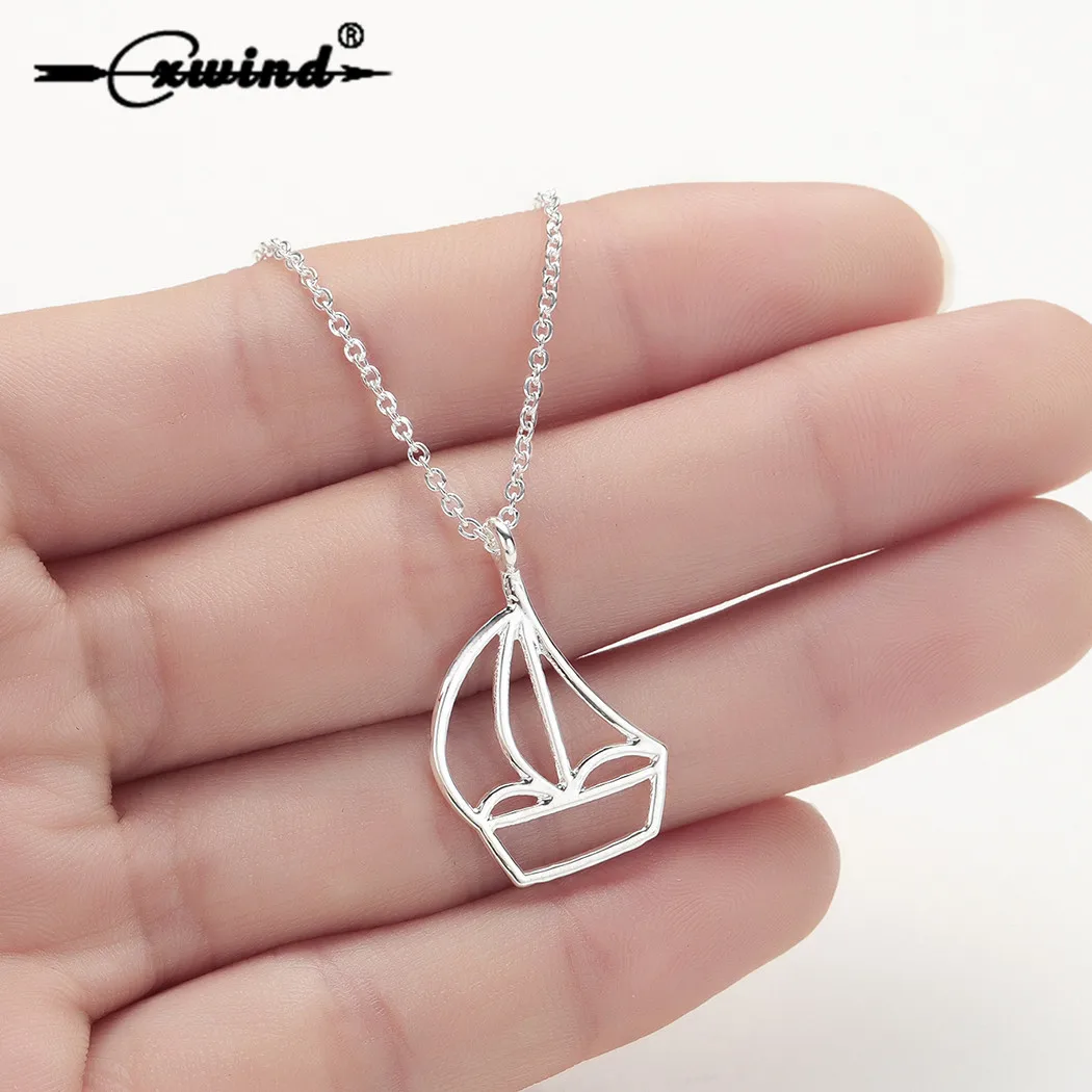 

Cxwind Minimalist Punk Sailing Boat Pendant Chain Necklace bijoux femme For Women Statement Necklaces Jewelry Clavicle Collier