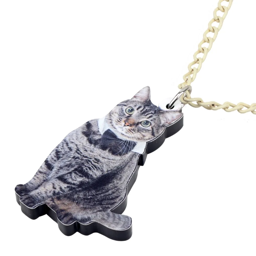 WEVENI акриловый бант элегантное сидячее ожерелье с котенком подвеска на цепочке