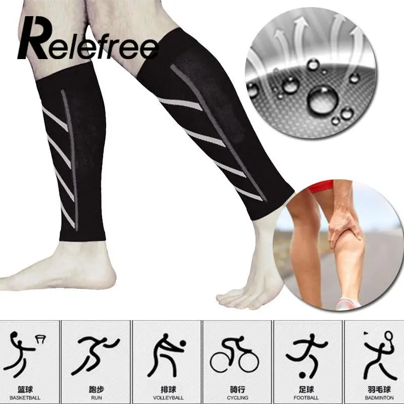

Relefree 1Pair Calf Support Running Athletics Compression Leg Sleeve Sports Socks Shin Splint Elbow Knee Pads Protection