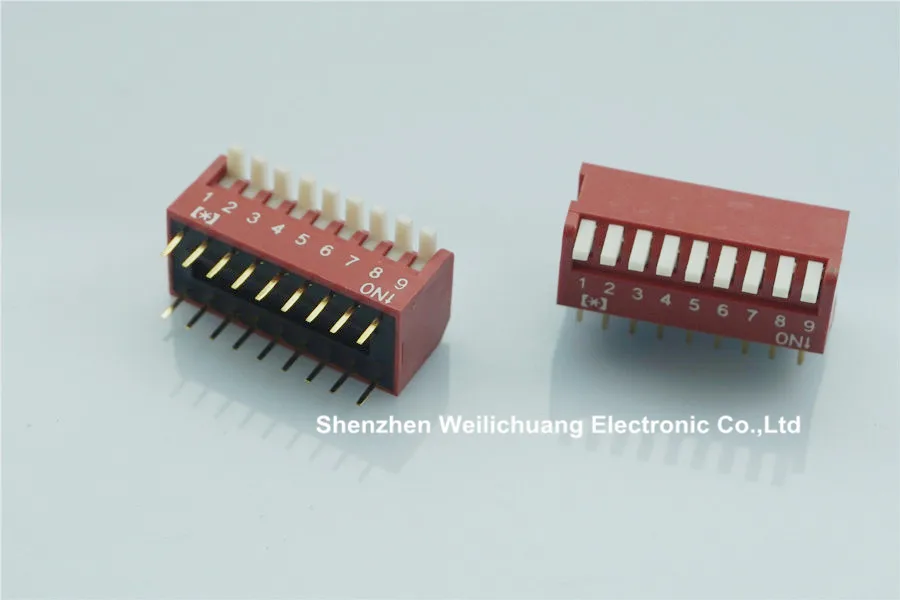 100 шт. Dip-переключатели силовой привод пианино SPST 9-полосное сквозное отверстие 2 54