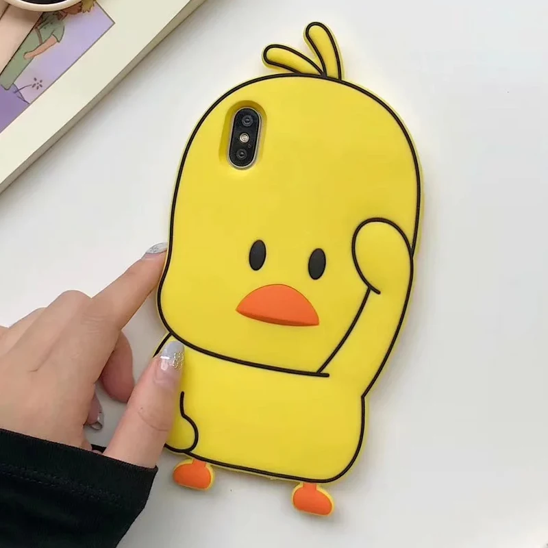 Мягкий силиконовый чехол с 3D рисунком голубой утки желтого цвета для iphone X, 8, 7, 6, 6s plus, 5, s, 5S, SE, 4, 4S, XS, XR, XS, Max, милый резиновый чехол