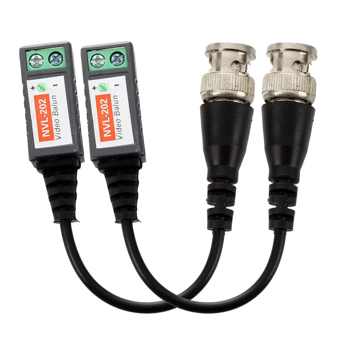 

2 Packs 2 networks CAT 5 camera CCTV BNC coaxial passive video balun UTP transceiver adapter coaxial cable