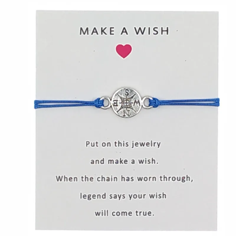 10 шт./лот Make a Wish серебристый компас браслеты с подвесками бабушка внучки тетя мать дочери лучшие друзья подарок для женщин - Окраска металла: B0067