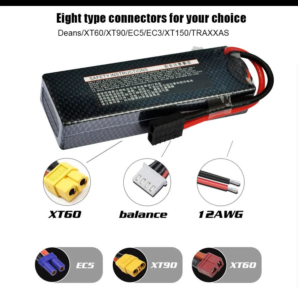 Аккумулятор HRB RC Lipo 7 4 В 11 1 14 8 в 6000 мАч 60C с разъемом XT60 T Deans TRX EC5 XT90 Жесткий Чехол для