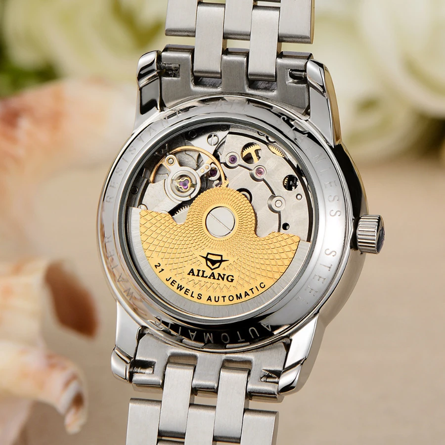 Известный люксовый бренд AILANG механические часы календарь наручные розовое