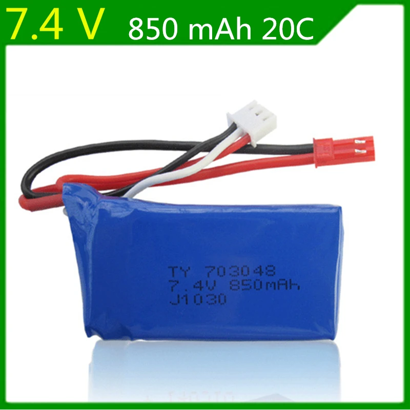 

10pcs/lot 7.4V 850mAh lithium battery 703048 WLtoys V912V262V353B axis aircraft model aircraft batteries