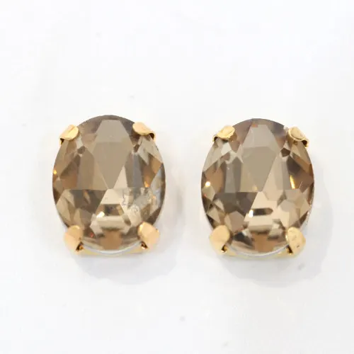 Smoked topaz Продукт овальные красные стеклянные стразы шьют на Стразы с золотым клешом плоские с оборота желтые пришитые камни для одежды аксессуары B1024 - Цвет: Smoked topaz