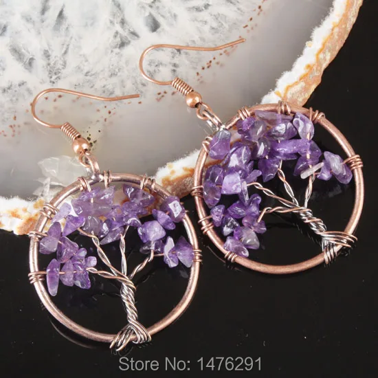 Новые серьги чакры &quotДрево жизни&quot проволочный материал сверкающие камни