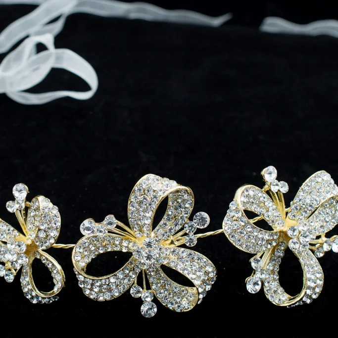 Бант цветок повязка на голову цепь лента аксессуары для ювелирных изделий