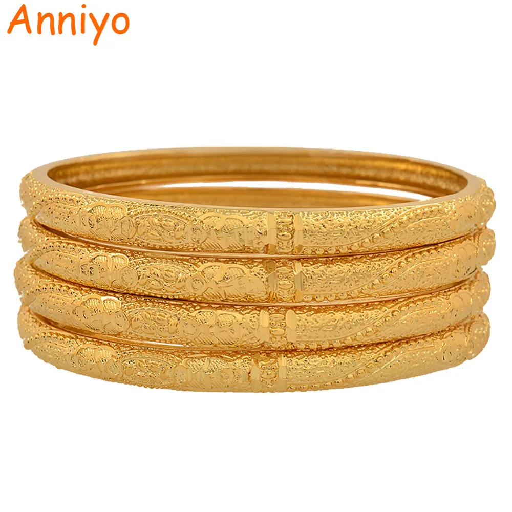 Anniyo 4 шт. золотой цвет Дубай браслет для женщин Модный Арабский Браслет ювелирные