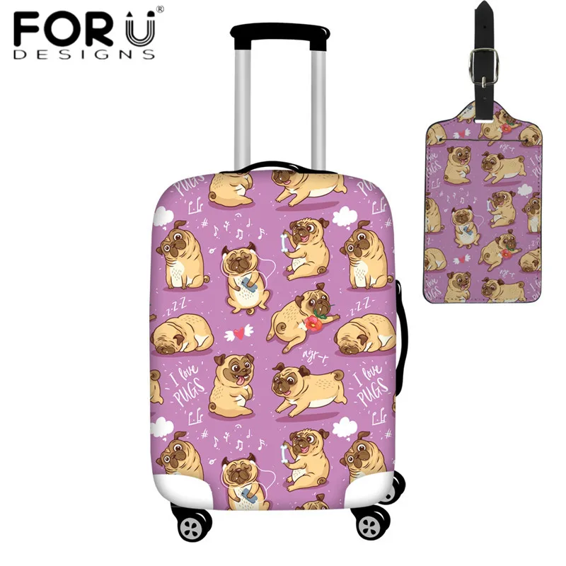 FORUDESIGNS/ дорожный Чехол для багажа, милый забавный мопс, Pupies, защита для багажа, чемодан, Защитные Чехлы, водонепроницаемый чехол - Цвет: HMG864-2pcs