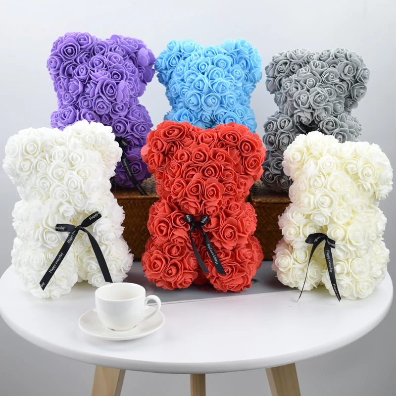 Розовый медведь 25 см Romantische geschenkdoos розовое пиво Kunstmatige rose Decoraties Leuke детский