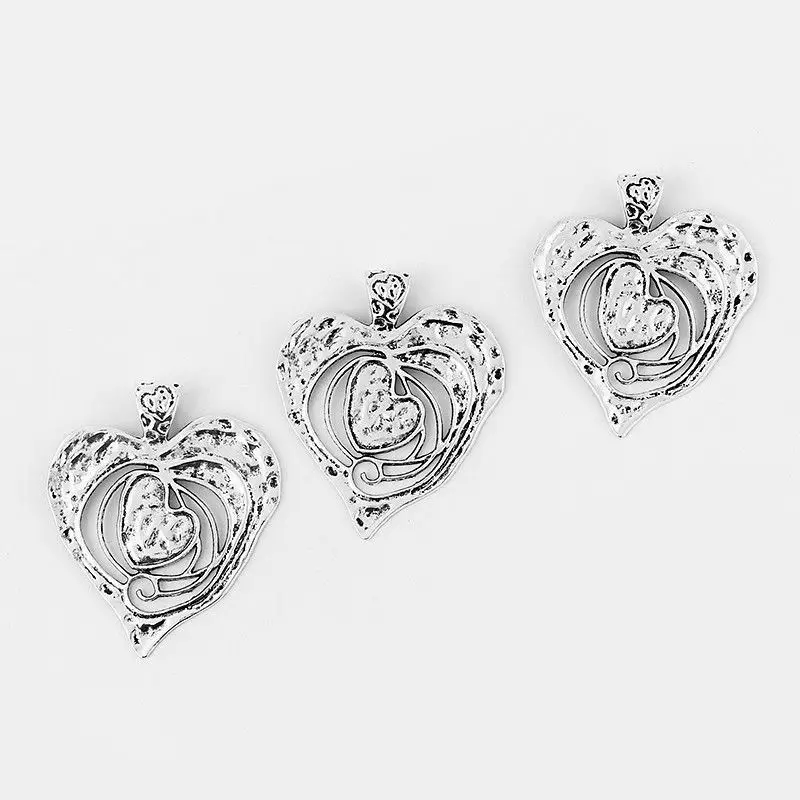 2 шт. антикварные большие полые открытые ударные подвески в форме сердца для