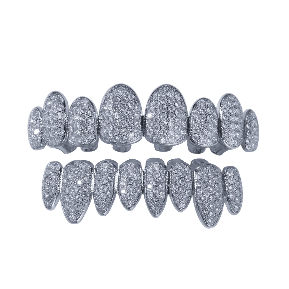 UWIN Iced Out AAA циркон Micro Pave зубы грили шапки Топ и низ грили набор хип хоп для мужчин женщин модные украшения