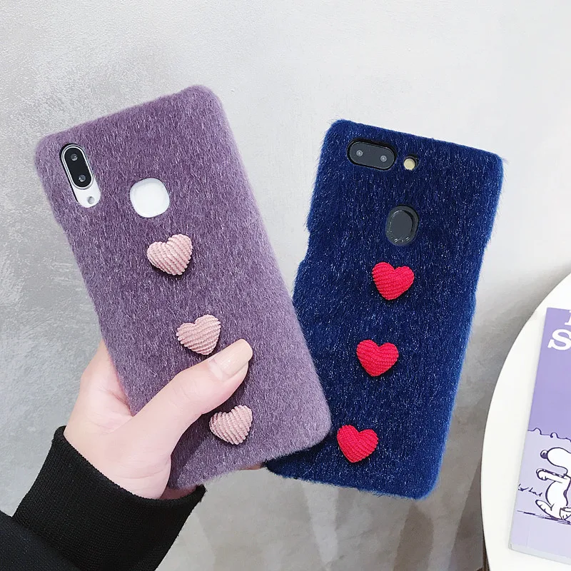 Любящее сердце с конским волосом чехол зима ткань телефон для IPhone 6 6S 7 8 plus X XR XSMAX