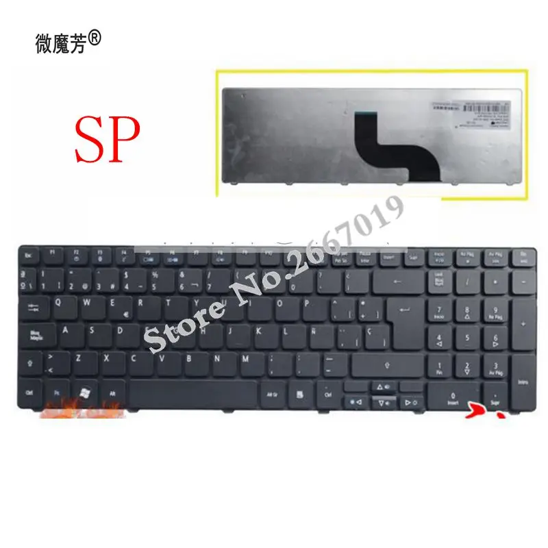 

Spanish for Acer Aspire 7540G 7741G 7741Z 7745G 8942 8942G 7745 5251 5551G 5552 5553 5553G 5625 5625G 7741 SP laptop keyboard