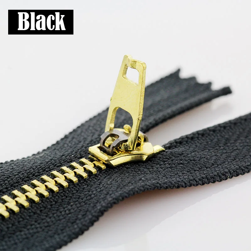 Black 3# 5pcs 10/13/15/18/20cm metal brass auto lock close-end zippers for footwear fenim skirt sewing garment - Цвет: Black
