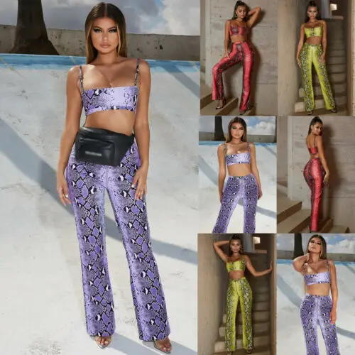 Женский комплект одежды с принтом под змеиную кожу облегающий Топ без рукавов