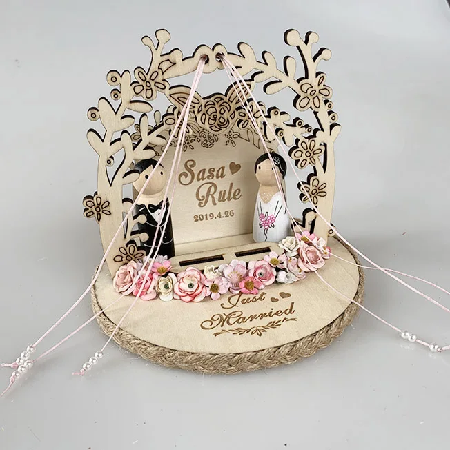 ring box A On sale custom name Anniversary Engagement rings bearer pillow wood wedding flower rustic ring box - Цвет: ring box A