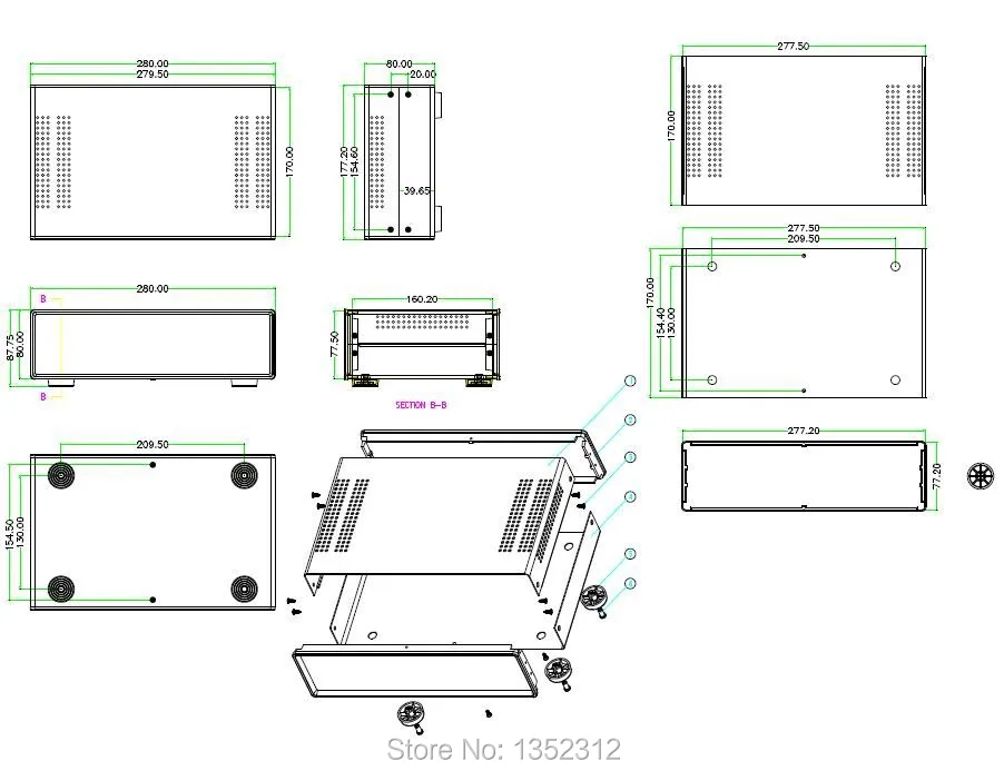 Один шт 280*170*80 мм Железный проект коробка для электронного корпуса DIY инструмент