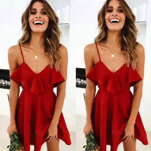 Сексуальное летнее женское пляжное мини-платье без рукавов повседневный