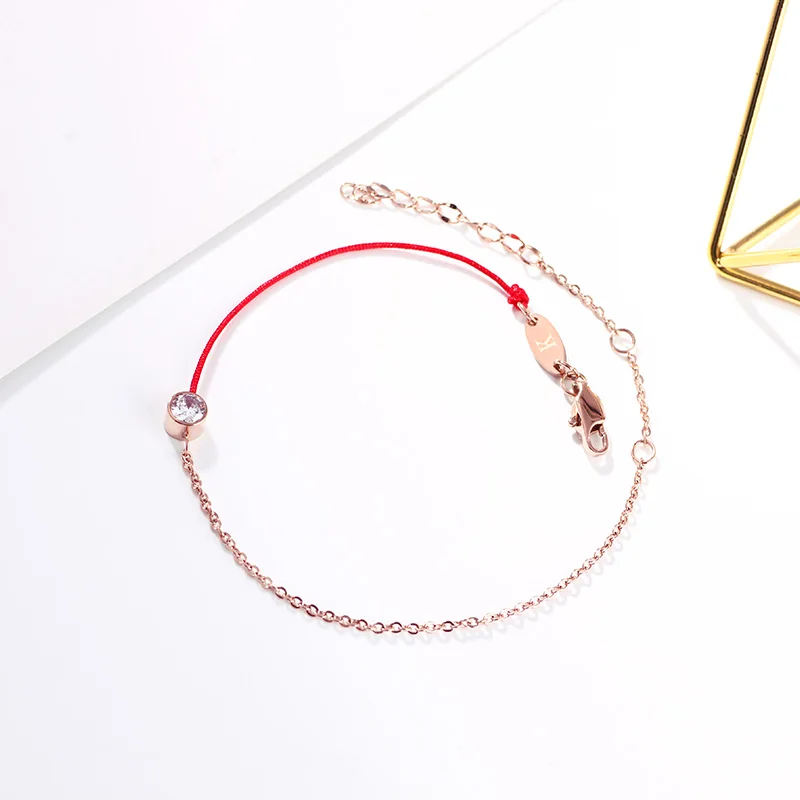 Высокое качество 18KGP титановая сталь красный веревка циркониевый браслет на ногу