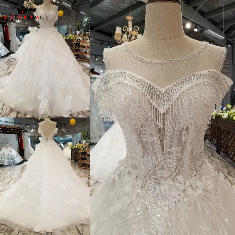 Платье vestido de noiva бальное платье с кружевами и жемчугом расшитые блестками на