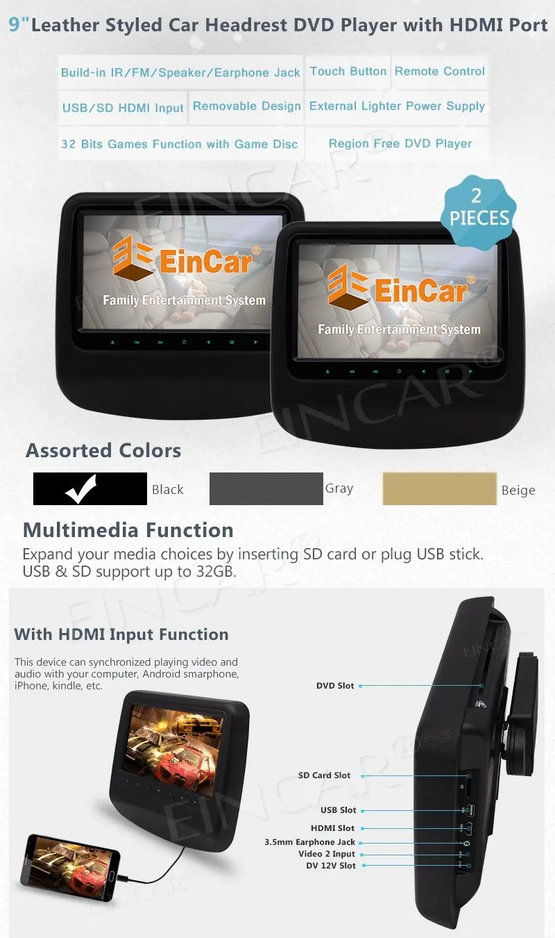 Двойной Автомобильный cd подголовник dvd плеер цифровой экран задний монитор для