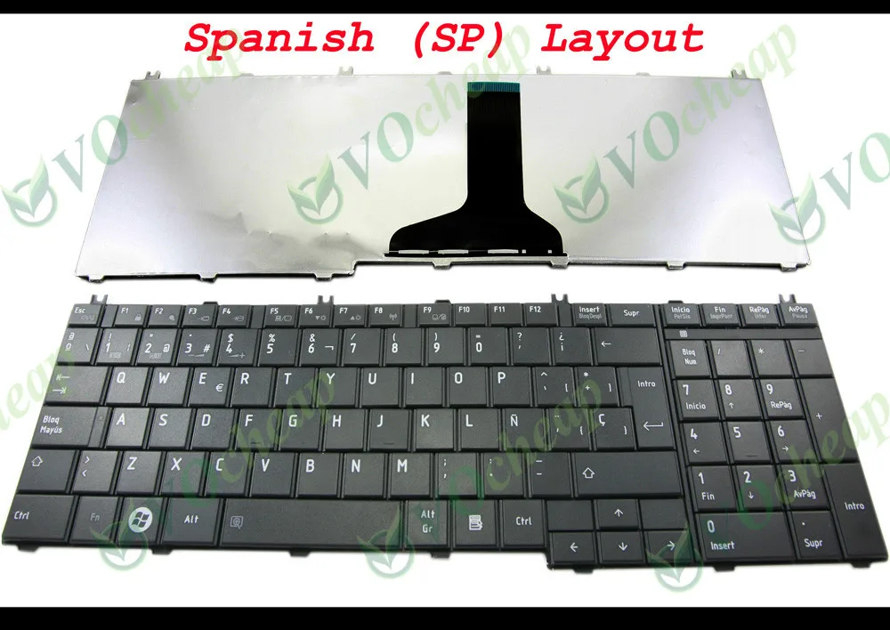 

New Laptop keyboard for Toshiba Satellite C650 C655 C655D C660 L650 L655 L670 L675 L750 L755 Black Spanish SP - NSK-TN0SV