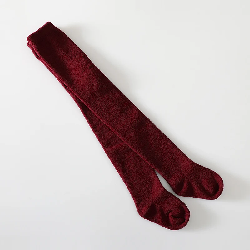 wine red Muslinlife/Роскошная флисовая одежда в Корейском стиле; плотные теплые детские зимние колготки; удобные теплые плотные От 0 до 8 лет для девочек - Цвет: wine red