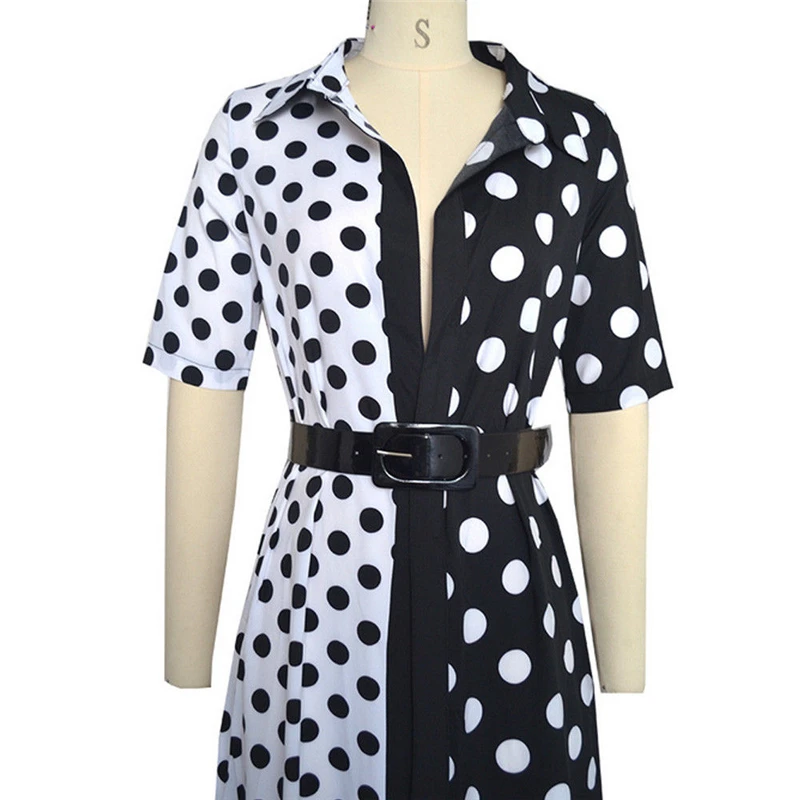 Женское винтажное длинное платье модное лоскутное платье-рубашка в горошек