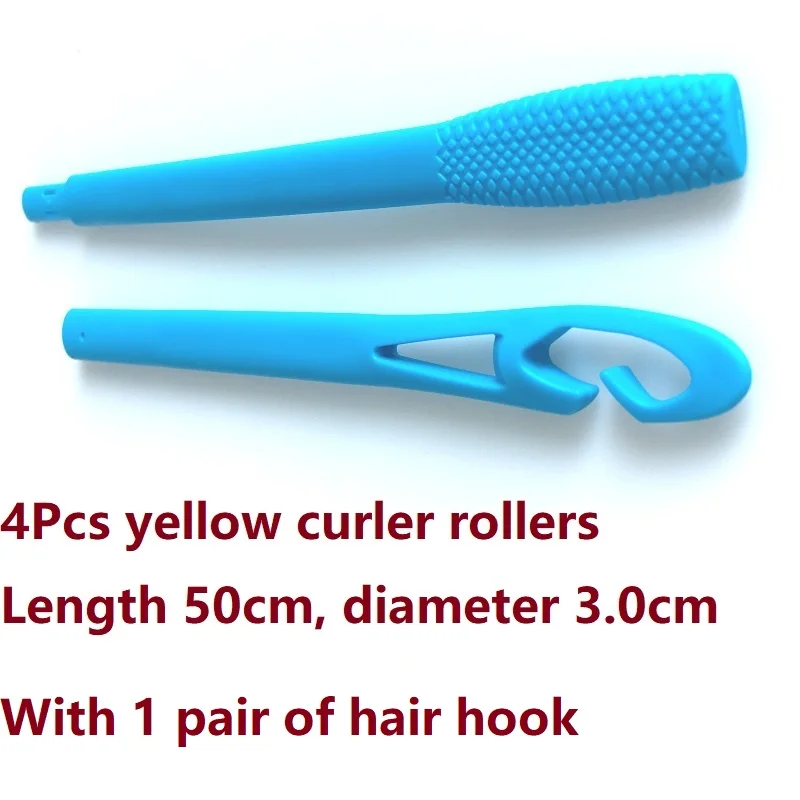 4PCS Yellow 1 Hook 1 шт. ручной крючок для завивки волос, бигуди, волшебное плечо, сделай сам, бигуди для волос, спиральный круг, щипцы для завивки, безопасный инструмент для укладки волос для девочек - Цвет: 4PCS Yellow 1 Hook