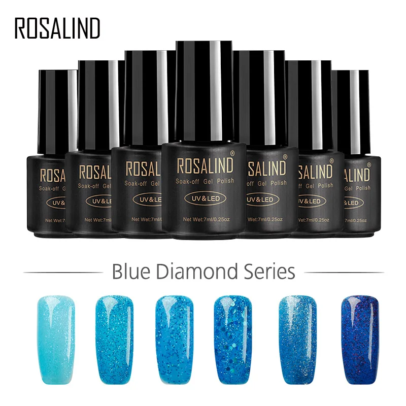 ROSALIND гель 1S Алмазный блеск 7 мл синий Цвет Гель-лак для ногтей Светодиодный
