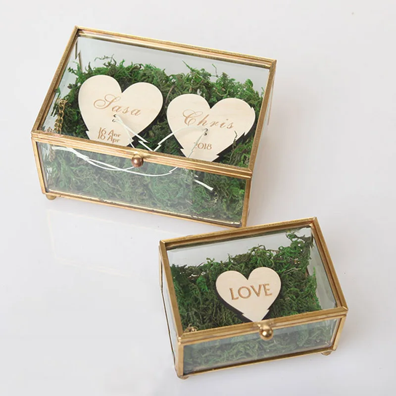 Персонализированная Геометрическая шкатулка для украшений подушка кольца