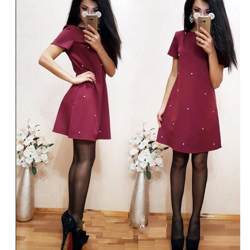 Женское вечернее мини платье FUNMAR повседневное облегающее с коротким рукавом и