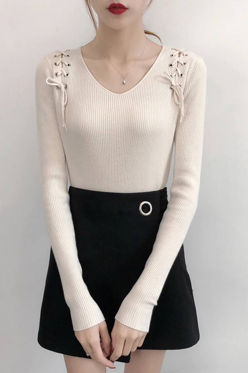 

Autumn and winter sweater women long sleeve pullover causal solid basic sweaters women 2019 knit Fashion slim sweaters 1115 40